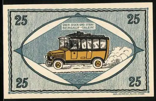 Notgeld Unterweissbach /Thür. 1921, 25 Pfennig, Autobus
