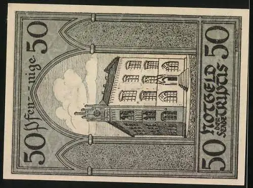 Notgeld Triptis 1921, 50 Pfennig, Paar mit Glas am Baum