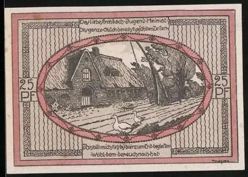Notgeld Stedesand 1920, 25 Pfennig, Wappen, Bauernhaus