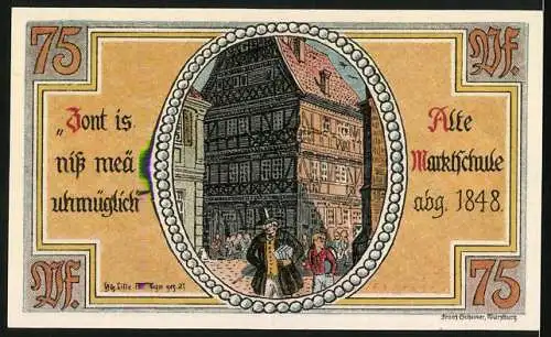 Notgeld Meiningen 1921, 75 Pfennig, Die Alte Marktschule