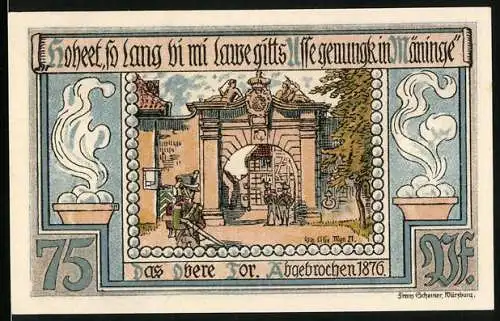Notgeld Meiningen 1921, 75 Pfennig, Das Obere Tor