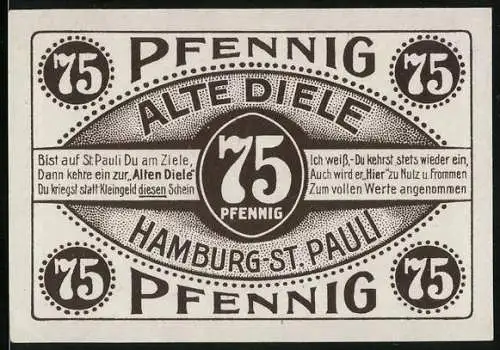 Notgeld Hamburg-St. Pauli, 75 Pfennig, Die alten Hamburger Originale