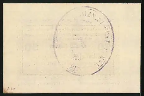 Notgeld Penzberg 1917, 50 Pfennig, gedruckt von J. P. Himmer, Augsburg