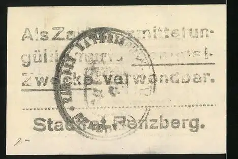 Notgeld Penzberg 1917, 5 Pfennig, gedruckt von J. P. Himmer, Augsburg