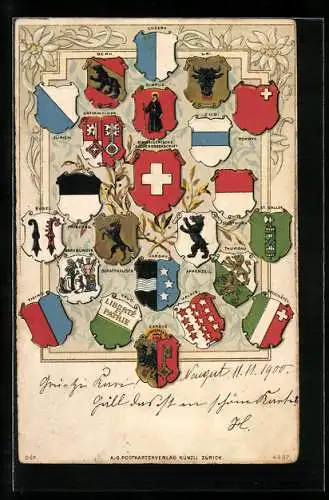 AK Zürich, Schweizer Wappen, Luzern, Bern, Uri