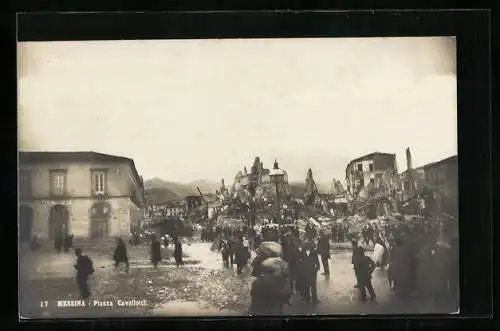 Foto-AK Messina, Piazza Cavalotti nach dem Erdbeben 1908