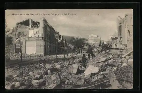 AK Messina, Rovine di Via Garibaldi e avanzi del Palazzo del Prefetto, Ruinen nach Erdbeben