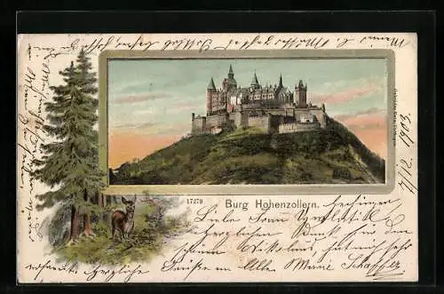 AK Burg Hohenzollern, Motiv in Zierrahmen