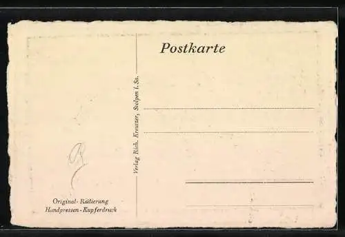 Künstler-AK Stolpen i. Sa., Schloss im Ortsbild