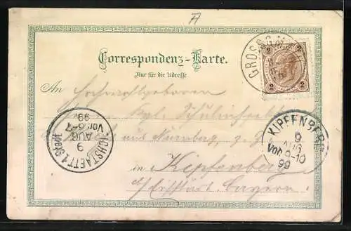 Lithographie Grossgmain, Ortsansicht und Jäger