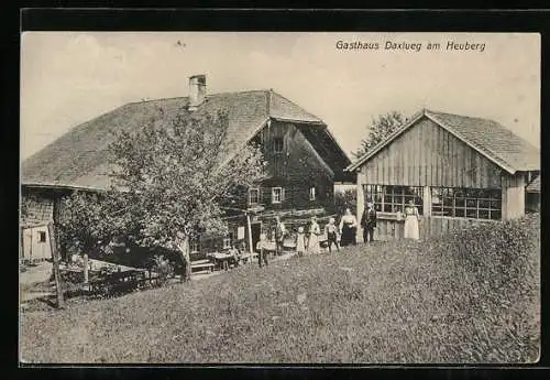 AK Hallwang bei Salzburg, Gasthaus Daxlueg am Heuberg mit Terrasse