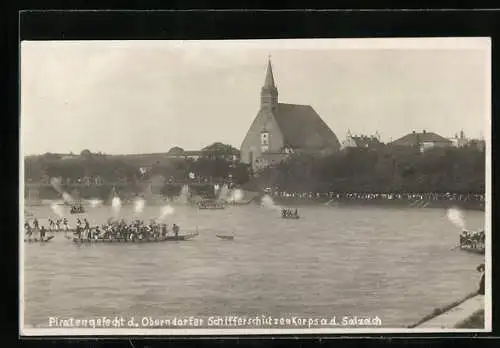 AK Oberndorf a. d. Salzach, Piratengefecht d. Oberndorfer Schifferschützenkorps