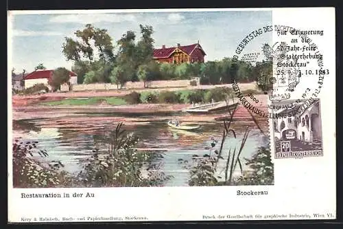 Künstler-AK Stockerau, Restauration in der Au