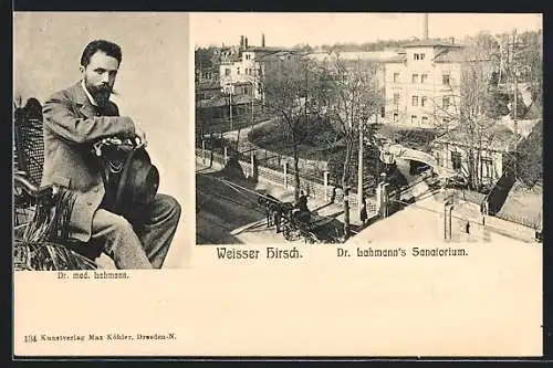 AK Dresden-Weisser Hirsch, Portrait Dr. med. Lehmann, Dr. Lehmanns Sanatorium