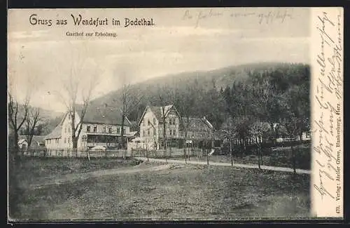 AK Wendefurt im Bodethal, Blick zum Gasthof zur Erholung