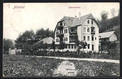 AK Eisenberg / Mühltal, Hotel Robertsmühle mit Strasse und Umgebung