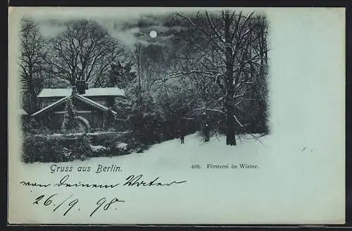 Mondschein-AK Berlin, Die Försterei im Winter