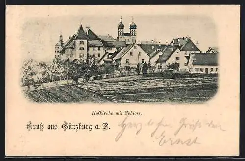 AK Günzburg a. D., Hofkirche mit Schloss