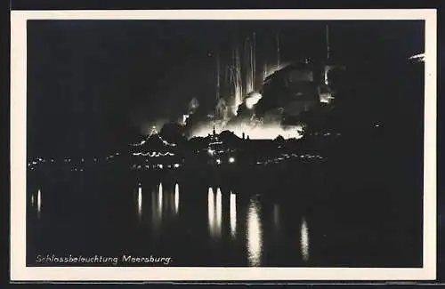 AK Meersburg, Das beleuchtete Schloss bei Nacht