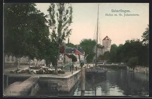 AK Ueberlingen, Hafen mit St. Johannturm