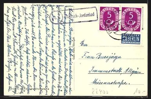 AK Jordanbad, Kneipp-Kuranstalt, Oberes Kurhaus mit Saalbau