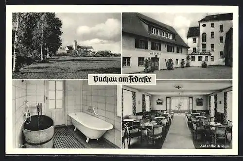 AK Buchau, Teilansicht, Badezimmer und Aussenansicht vom Moorbad-Kurhotel