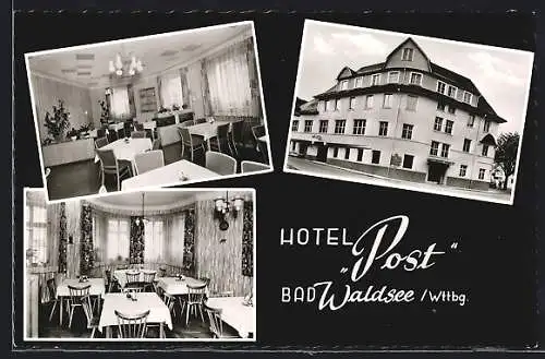 AK Bad Waldsee /Wttbg., Das Hotel Post mit Innenansicht