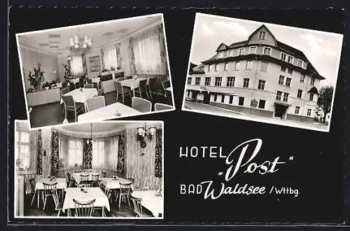 AK Bad Waldsee /Wttbg., Hotel Post mit Innenansichten