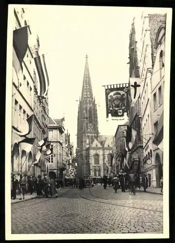 Fotografie unbekannter Fotograf, Ansicht Münster i. W., Prinzipalmarkt mit Kathedrale