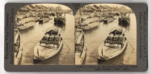 Stereo-Fotografie Keystone View Co., Meadville, Ansicht Tokyo, west from Nihonbashi Bridge before Earthquake