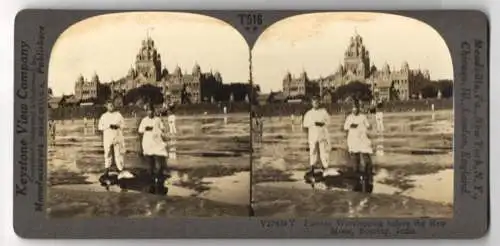 Stereo-Fotografie Keystone View Co., Meadville, Ansicht Bombay, Parsees Worshipping befor the New Moon