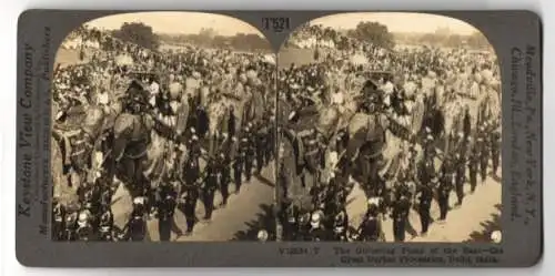 Stereo-Fotografie Keystone View Co., Meadville, Ansicht Delhi, the Great Durbar Procession, holy Elephant