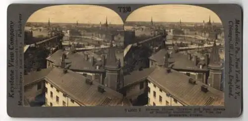 Stereo-Fotografie Keystone View Co., Meadville, Ansicht Stockholm, view from the Mosebacke, Churches, Palaces