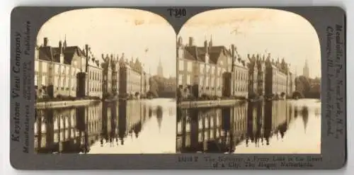Stereo-Fotografie Keystone View Co., Meadville, Ansicht The Hague, the Hofvijer, a pretty Lake in the Heart of Hague