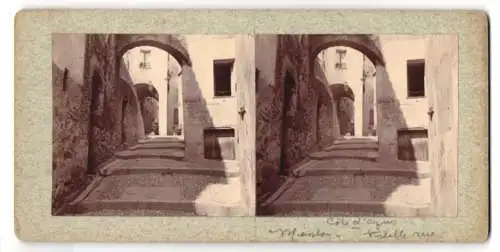 Stereo-Fotografie unbekannter Fotograf, Ansicht Menton, Ville Rue, Cote d`Azur