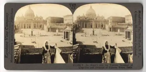 Stereo-Fotografie Keystone View Co., Meadville, Ansicht Rome, St. Peters and the Vatican, Hausfrau macht die Wäsche