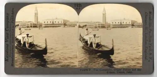 Stereo-Fotografie Keystone View Co., Meadville, Ansicht Venice, the Campanile, Doges Palace and the Prison