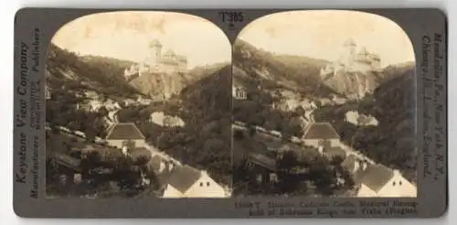 Stereo-Fotografie Keystone View Co., Meadville, Ansicht Carlstein, view of Carstein Castle, Medieval Stronghold