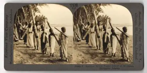 Stereo-Fotografie Keystone View Co., Meadville, Ansicht Mindanao, Bamboo Water Tanks by Filipinos