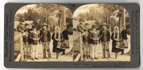 Stereo-Fotografie Keystone View Co., Meadville, Ansicht Zakopane, Polish School Children in Village of Zakopane