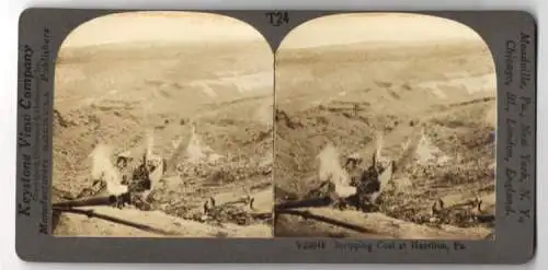 Stereo-Fotografie Keystone View Co., Meadville, Ansicht Hazelton / PA., Stripping Anthracite Coal, Bergbau