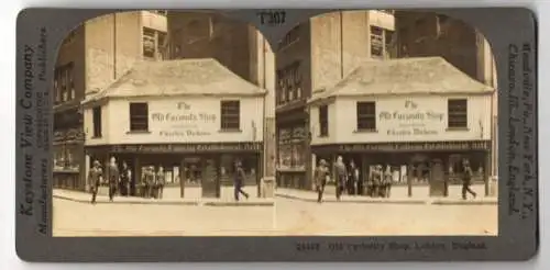 Stereo-Fotografie Keystone View Co., Meadville, Ansicht London, the old Curiosity Shop, immortalised by Charles Dickens