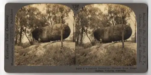 Stereo-Fotografie Keystone View Co., Meadville, Ansicht Victoria, curious Formation, Torpedo Rock, Mt. Buffal, Australia