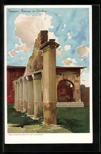 Lithographie Pompei, Terme di Stabia, Ausgrabungsstätte