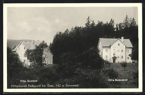 AK Radegund bei Graz, Villa Sonnhof, Villa Birkenhof