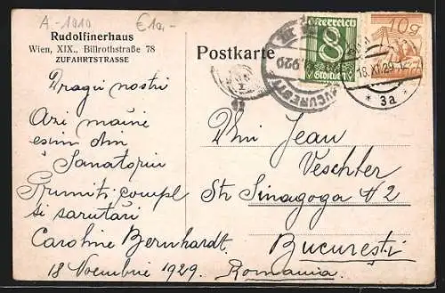 AK Wien, Rudolfinerhaus, Billrothstr. 78, Zufartstrasse