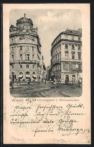 AK Wien, Cafe Schusswald, Herrengasse vom Michaelerplatz