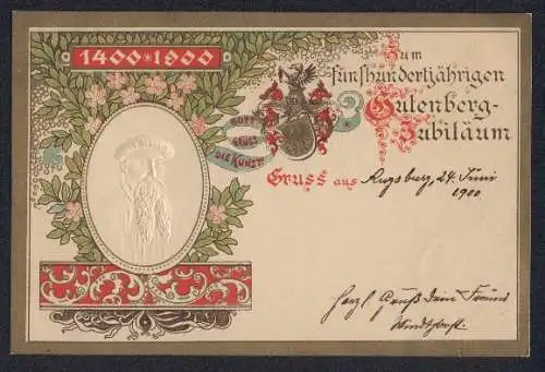 Präge-AK 500 jähriges Gutenberg-Jubiläum 1900
