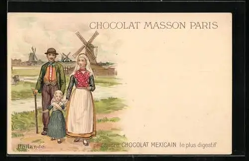 Lithographie Chocolat Masson Paris, Tracht Holland, Reklame