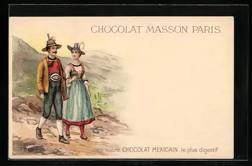 Lithographie Chocolat Masson Paris, Tracht Tirol, Reklame